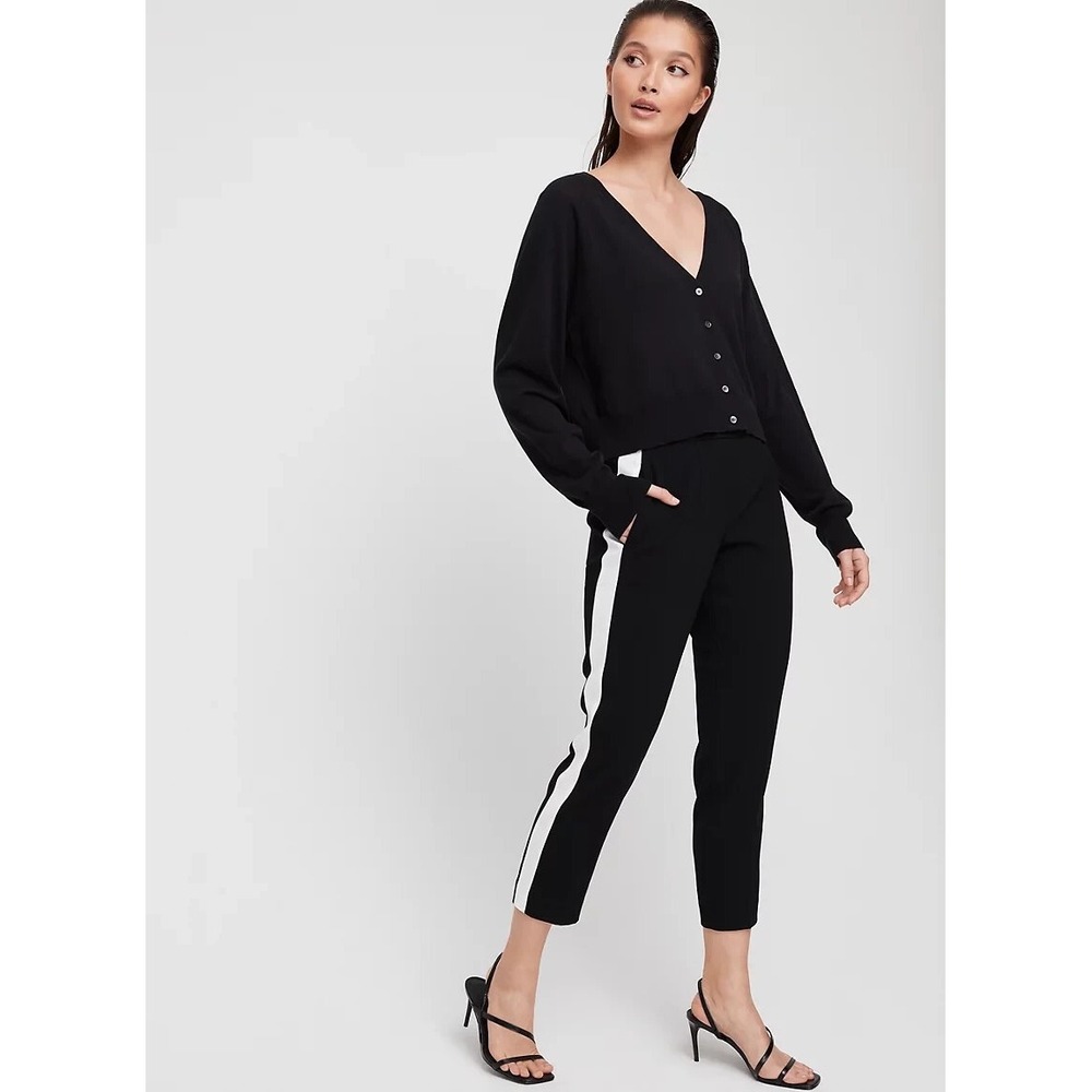 Babaton Aritzia Conan Pant Terado Black White Side Stripe Tapered Size 10
